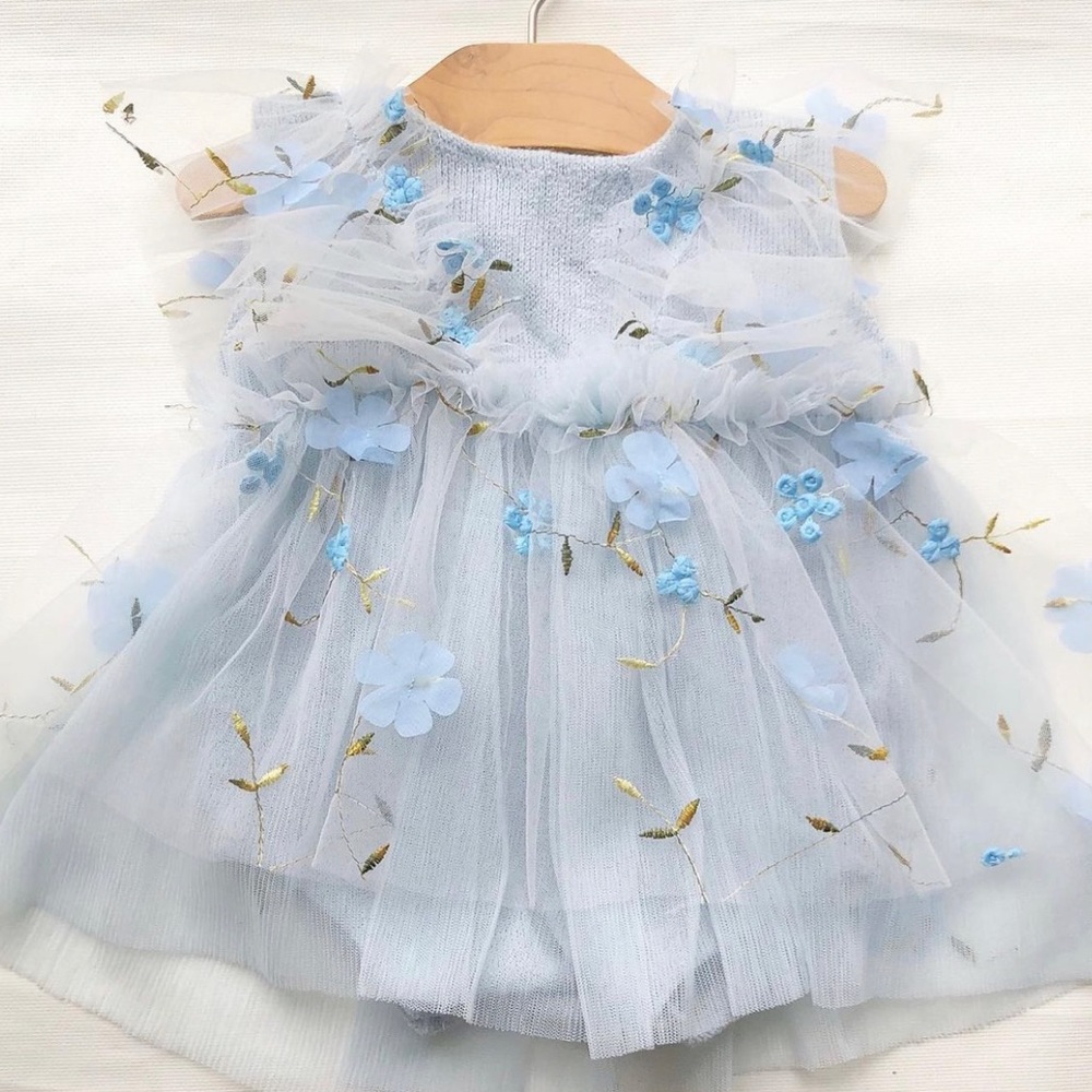 Blue Baby Romper Dress with Headband 6-9 Months